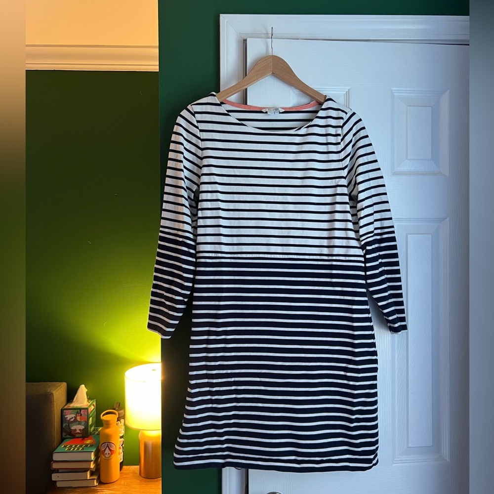 Boden two tone stripe dress 3/4 sleeve